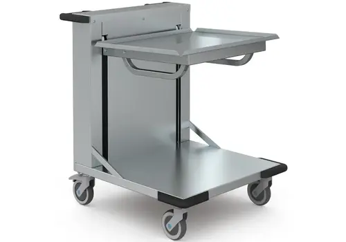  Hupfer Edelstahl-Korbstapler, unbeheizt, offen (2/1 GN), Räder (gebremst), 800 x 715 x 900 (H) mm 