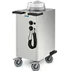 Distributeur d'assiettes en acier inoxydable ≤ 80 °C, air pulsé, 83 assiettes Ø 190-260 mm, 0,9 kW (230 V), sur roues (avec freins), 610 x 460 x 1072 (h) mm