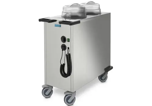 Hupfer Stainless Steel Plate Dispenser ≤70°C Static 166 Plates Ø190-260mm 0.9kW (230V) Wheels (Braked) 930x460x1072(h)mm 