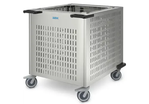  Hupfer Serviesstapelaar  RVS  Onverwarmd  Platform 600x600mm  Wielen (Geremd)  902x760x900(h)mm 