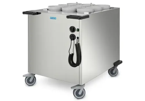  Hupfer Serviesdispenser  RVS  ≤80°C  Geforceerd  372 Serviesstukken Ø140-300mm  2kW (230V)  Wielen (Geremd)  991x760x1080(h)mm 