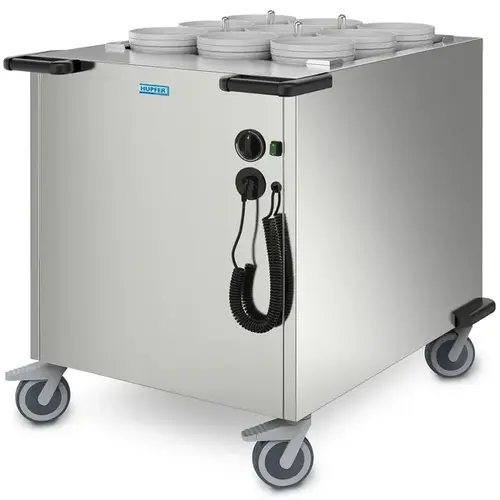  Hupfer Distributeur de vaisselle en acier inoxydable ≤ 80 °C, air pulsé, 372 pièces, Ø 140-300 mm, 2 kW (230 V), roues (avec freins), 991 x 760 x 1080 (h) mm 