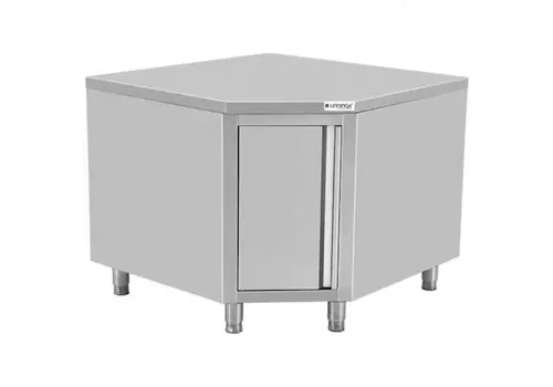  HorecaTraders Eckarbeitsschrank mit Edelstahltür für 700-mm-Tisch, 1000 x 1000 x 850/900 (H) mm 
