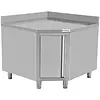 HorecaTraders Eckschranktür aus Edelstahl + Rückwand für 700-mm-Tisch, 1000 x 1000 x 850 (H) mm