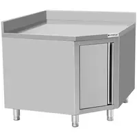 Porte d'angle en acier inoxydable + dosseret pour table de 700 mm, dimensions : 1000 x 1000 x 850 mm (hauteur)