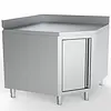 Établi d'angle | ESSENTIEL | Acier inoxydable | Porte pivotante | Crédence | 1000 x 600 x 850 mm (h)
