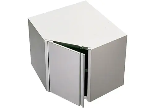  HorecaTraders Eckwerkbank aus Edelstahl, niedriges Modell, Schwingtür, 800 x 800 x 600 (H) mm 