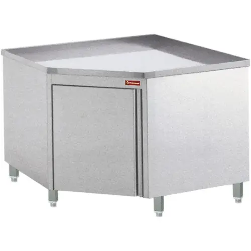  HorecaTraders Établi d'angle en acier inoxydable avec porte battante 1000 x 1000 x 880/900 mm (h) 