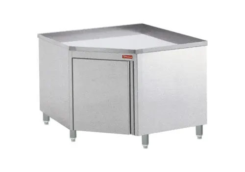  HorecaTraders Stainless Steel Corner Workbench with Swing Door 1000x1000x880/900(h)mm 