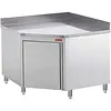 Établi d'angle | Acier inoxydable | Porte pivotante | Crédence | 1000 x 1000 x 880/1000 mm (h)