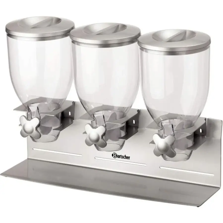Ontbijtgranendispenser 3-voudig 3x 3,5L  Geschikt voor wandmontage  540x170x395(h)mm