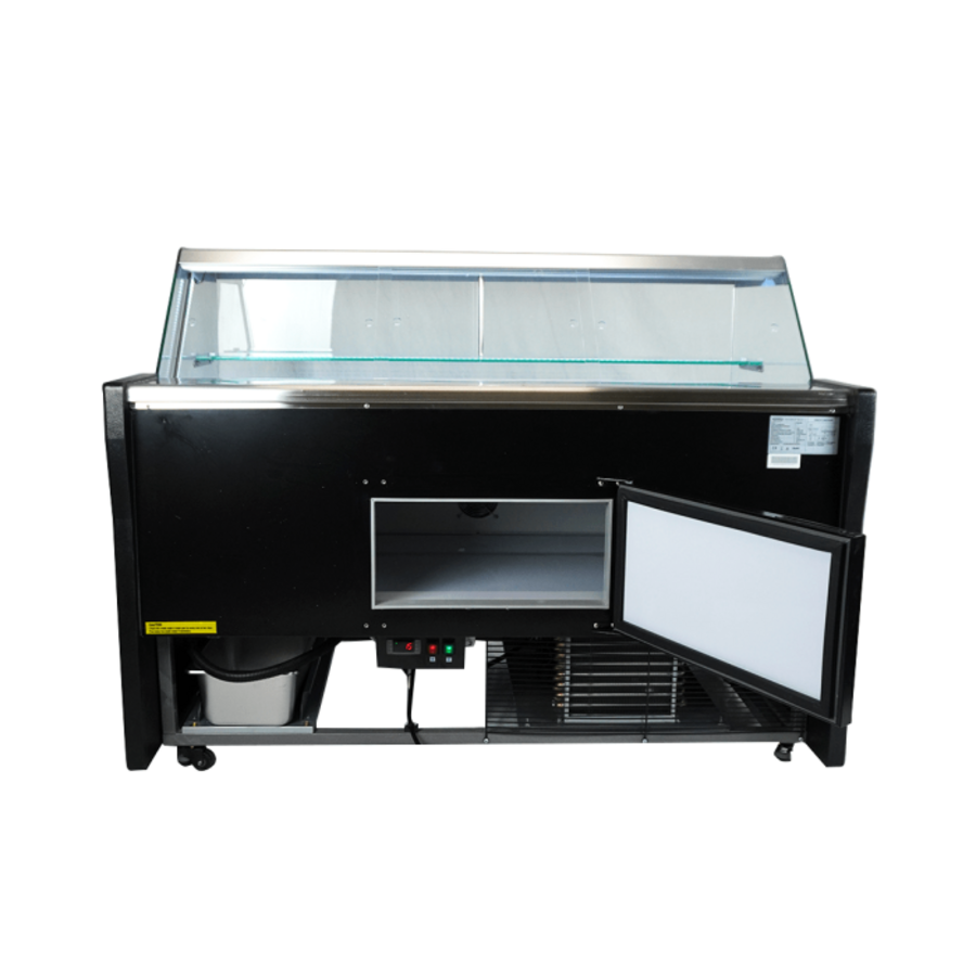 Refrigerated Display Cabinet 1.5m Black with Stainless Steel Worktop and LED – Hospitality Refrigerated Display Cabinet 130L 0/+7°C