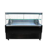 Vitrine réfrigérée 1,5 m noire avec plan de travail en acier inoxydable et éclairage LED – Vitrine réfrigérée pour l'hôtellerie-restauration 130 L 0/+7 °C