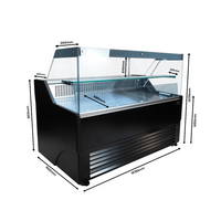 Vitrine réfrigérée 1,5 m noire avec plan de travail en acier inoxydable et éclairage LED – Vitrine réfrigérée pour l'hôtellerie-restauration 130 L 0/+7 °C