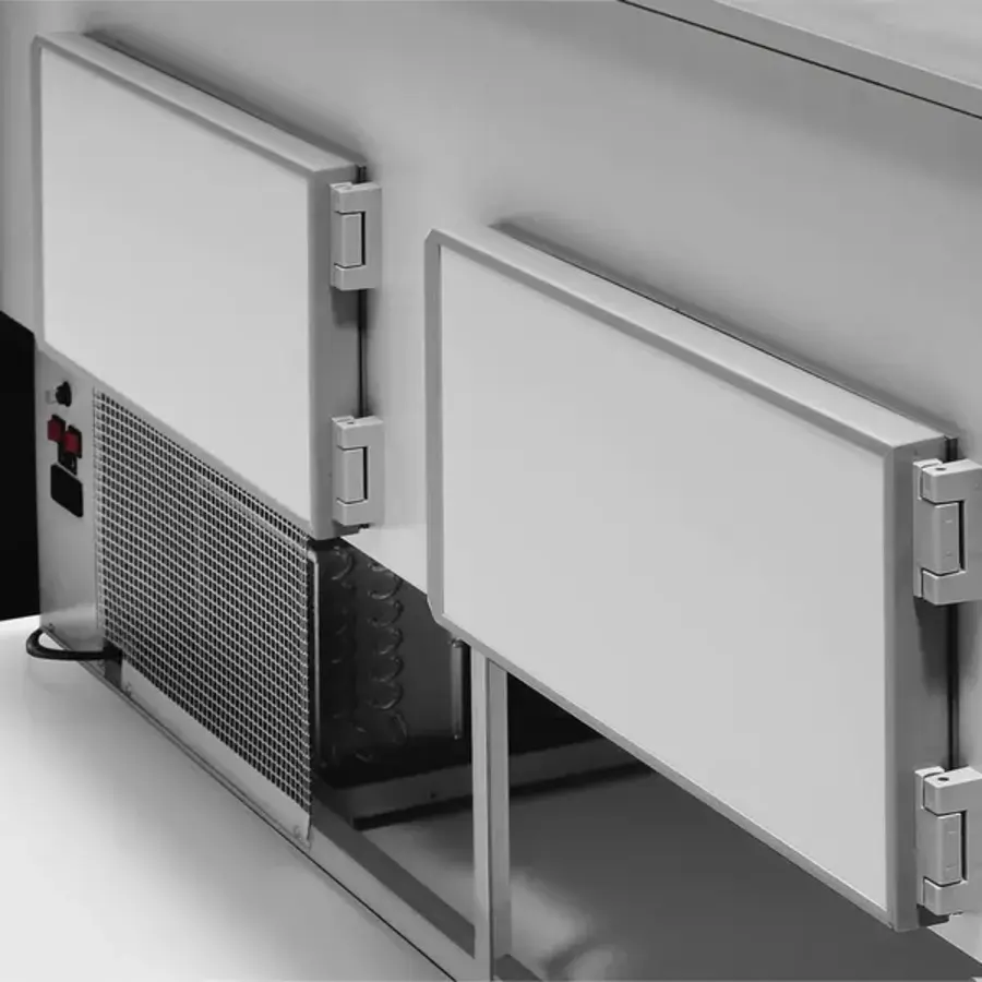 Vitrine réfrigérée 1500 x 800 x 1220 mm avec plan de travail en acier inoxydable et éclairage LED – Refroidissement statique +4/+6 °C