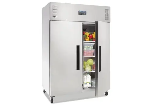  HorecaTraders Standkühlschrank mit zwei Türen | Umluft | 1200 l | Edelstahl | B 