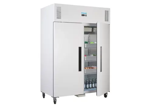  HorecaTraders Staande Koelkast met Dubbele Deur| 1200L | Dubbele Deur Wit | B 