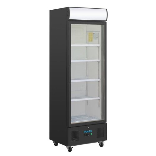  HorecaTraders G-Series Upright Display Refrigeration 368L – Black Commercial Refrigerator 