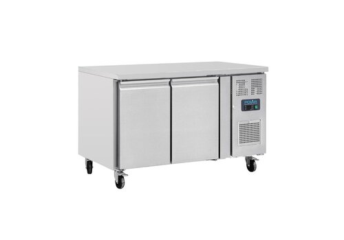  HorecaTraders U-Series Double-Door Counter Refrigerator 282L – Professional Stainless Steel Worktop Refrigerator 