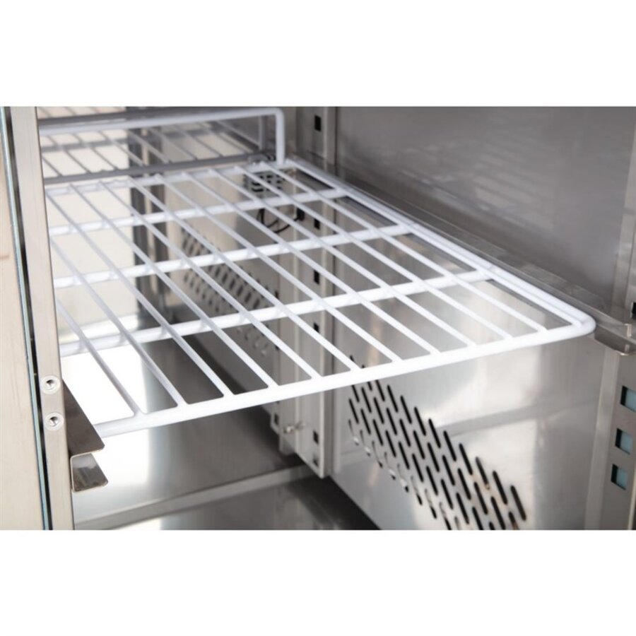 U-Serie Dubbeldeurs Counter Koelkast 282L – Professionele RVS werkbladkoelkast