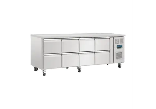  HorecaTraders Gekoelde GN Horeca werkbank | 8 laden | 616L | professionele koelwerkbank | B 