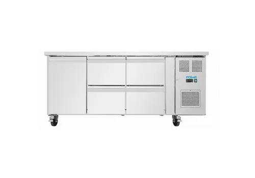  Horeca Traders Polar U-Serie Kühlarbeitsplatte mit 4 Schubladen und 1 Tür – Professioneller Edelstahlkühlschrank 