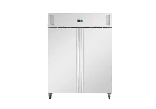  HorecaTraders Standkühlschrank mit zwei Türen | 1300 l | Edelstahl | GN 2/1-Kühlschrank | A 