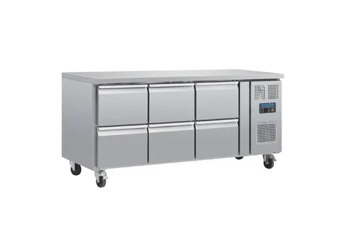  HorecaTraders Polar U-series refrigerated GN workbench with 6 drawers – Professional stainless steel refrigerated workbench 