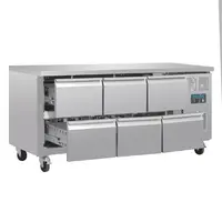 Polar U-series refrigerated GN workbench with 6 drawers – Professional stainless steel refrigerated workbench