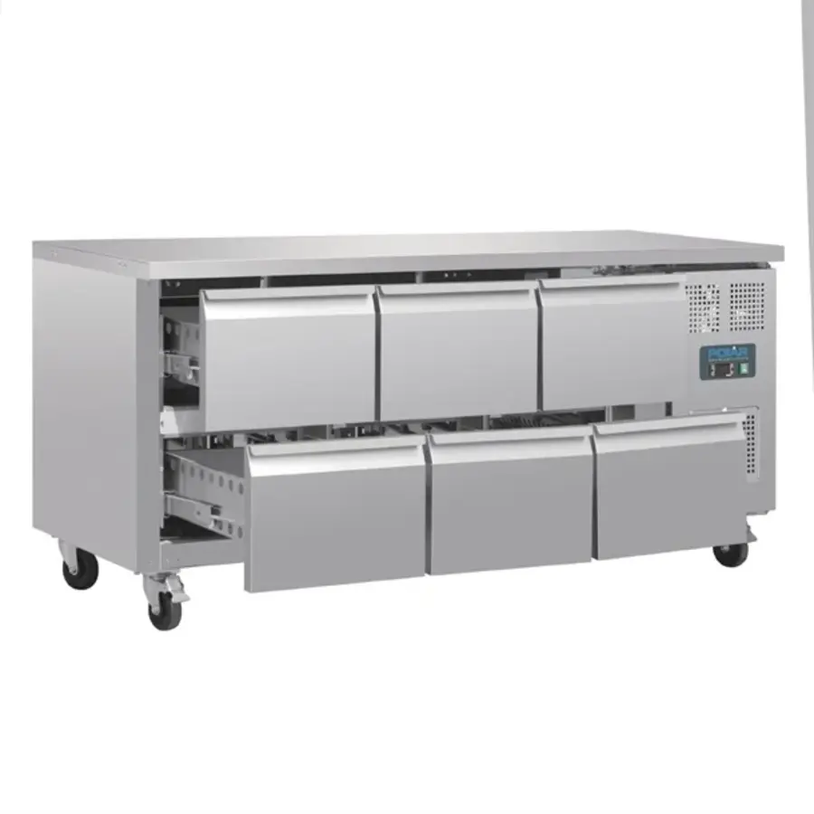 Refrigerated workbench with 6 drawers | 465L | -2°C to +8°C | 86x179.5x70cm | W
