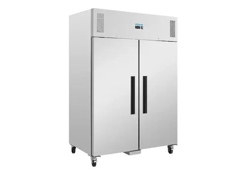  HorecaTraders Congélateur vertical à deux portes | 1300 L | Acier inoxydable | 209 x 142 x 87,5 cm | L 