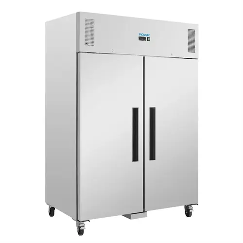  HorecaTraders Polar U-Series dubbele staande vriezer 1300L – Professionele RVS vriezer met dubbele deur 