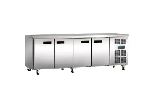  HorecaTraders Vierdeurs Koelwerkbank | 511L | -2°C tot +8°C | 86x223x60cm | B 