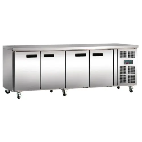  HorecaTraders Viertürige Kühlwerkbank | 511 l | -2 °C bis +8 °C | 86 x 223 x 60 cm | B 