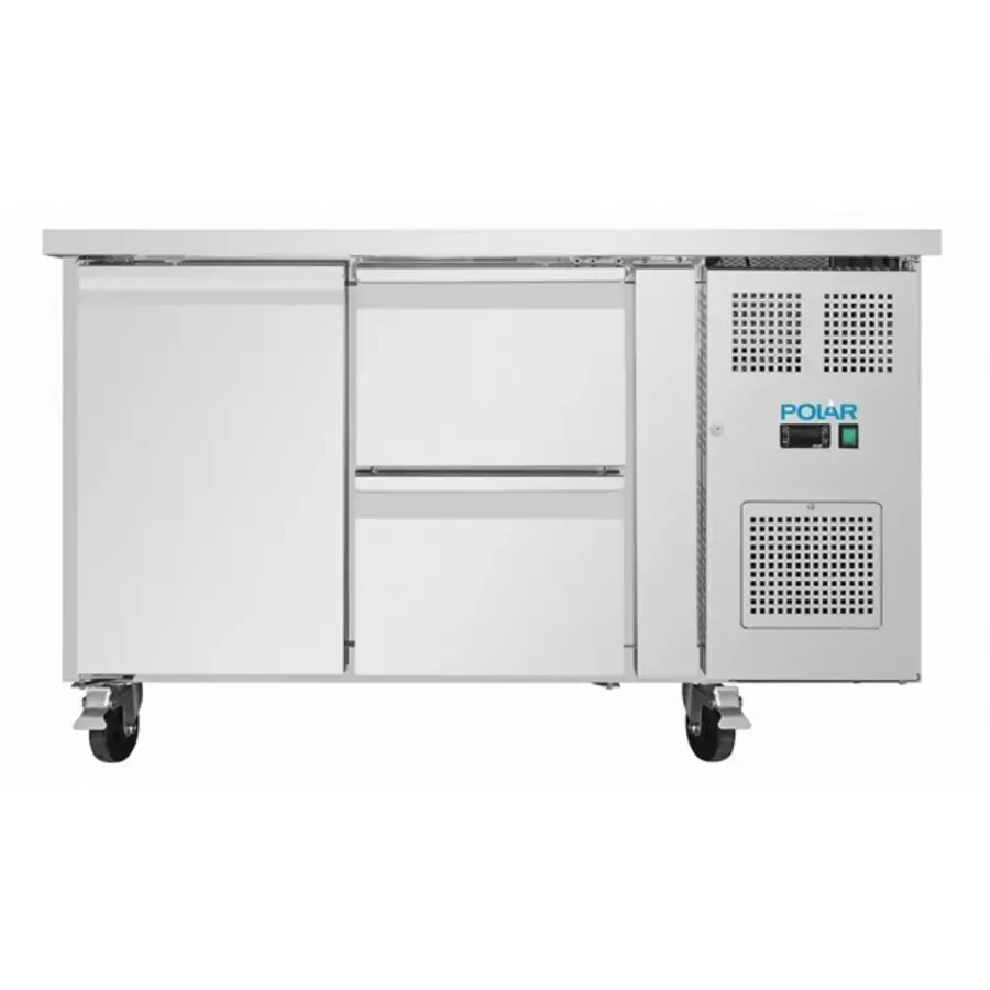 Koelwerkbank met 1 Deur en 2 Laden | 86(h) x 136(b) x 70(d)cm | B