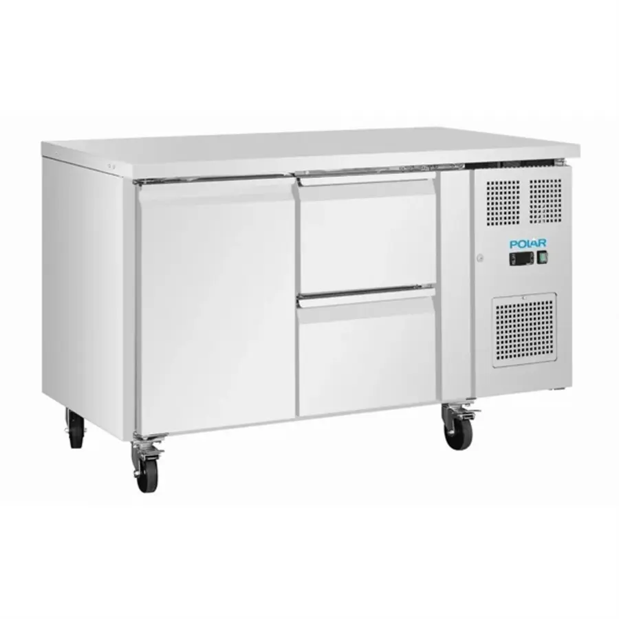 Koelwerkbank met 1 Deur en 2 Laden | 86(h) x 136(b) x 70(d)cm | B