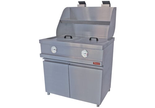  HorecaTraders Stainless steel gas fryer | 2x 4 Liters | 960 x 870 x 930/1507(h) mm 