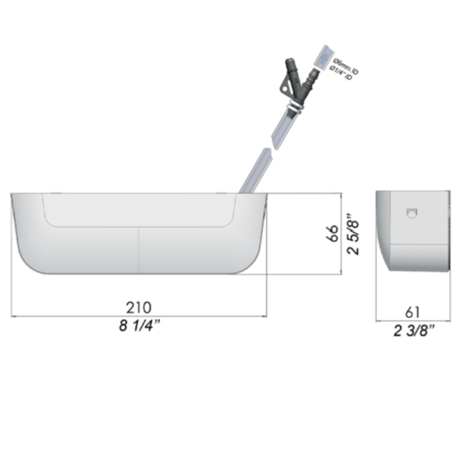 Deckenkondensatpumpe | Unterputzmontage | 20 l/h | 22 dB(A) | 61 x 210 x 65,5 mm
