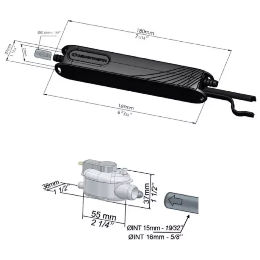 Professionele Inbouw Condenspomp | 20L/h | 19 dB(A) | 27x180x27 mm