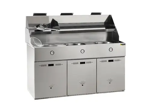  Horeca Traders Friteuse à gaz - 3 x 18 litres - Gaz propane - 39 kW 