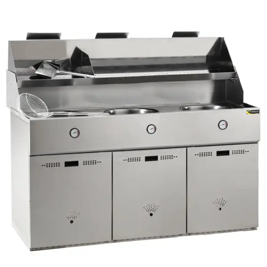 Gas Fryer | 3x 18 Liters | Propane Gas | 39kW | 983x1660x1410 mm
