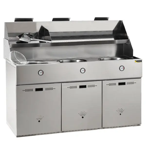Vertikale Multifunktions Gasfritteuse, 40 L Edelstahl Fritteuse Mit