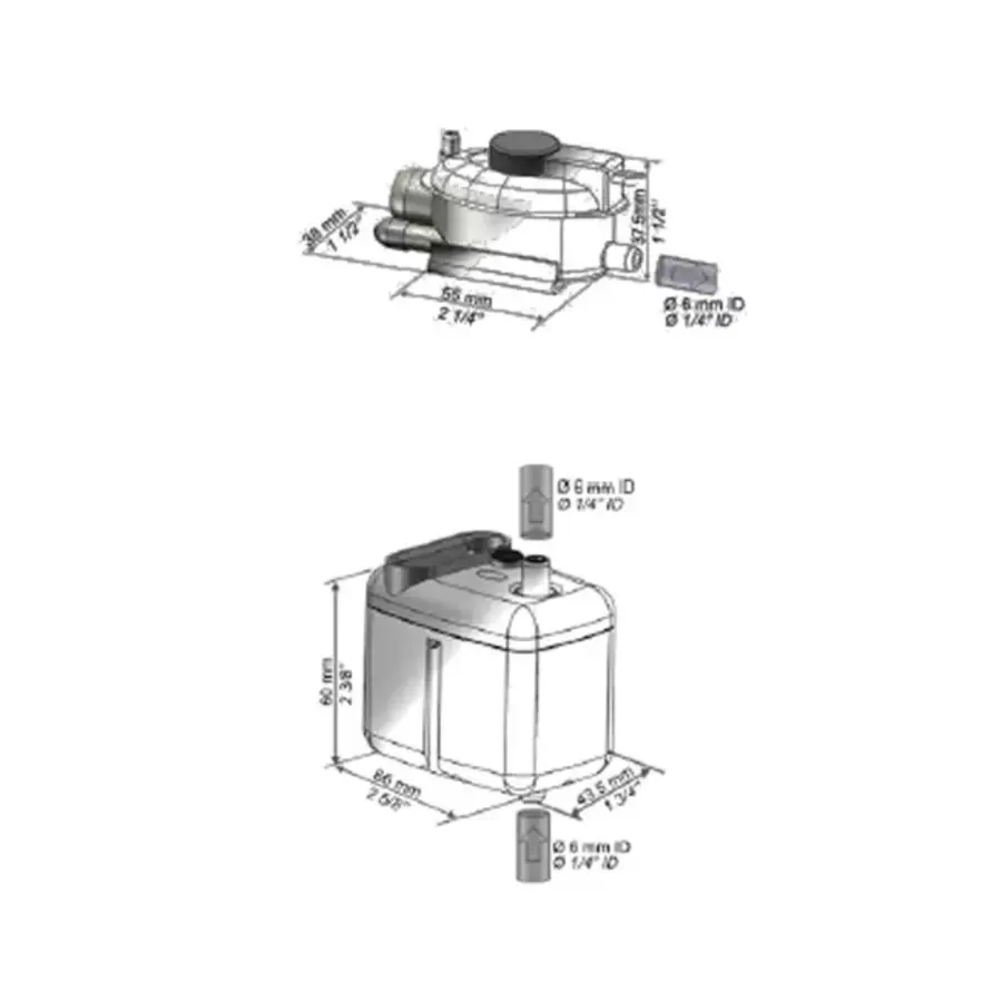 Mini-Einbaupumpe für Kabelkanäle und Decken | 10 l/h | 20 dB(A) | 37,5 x 55 x 38 mm