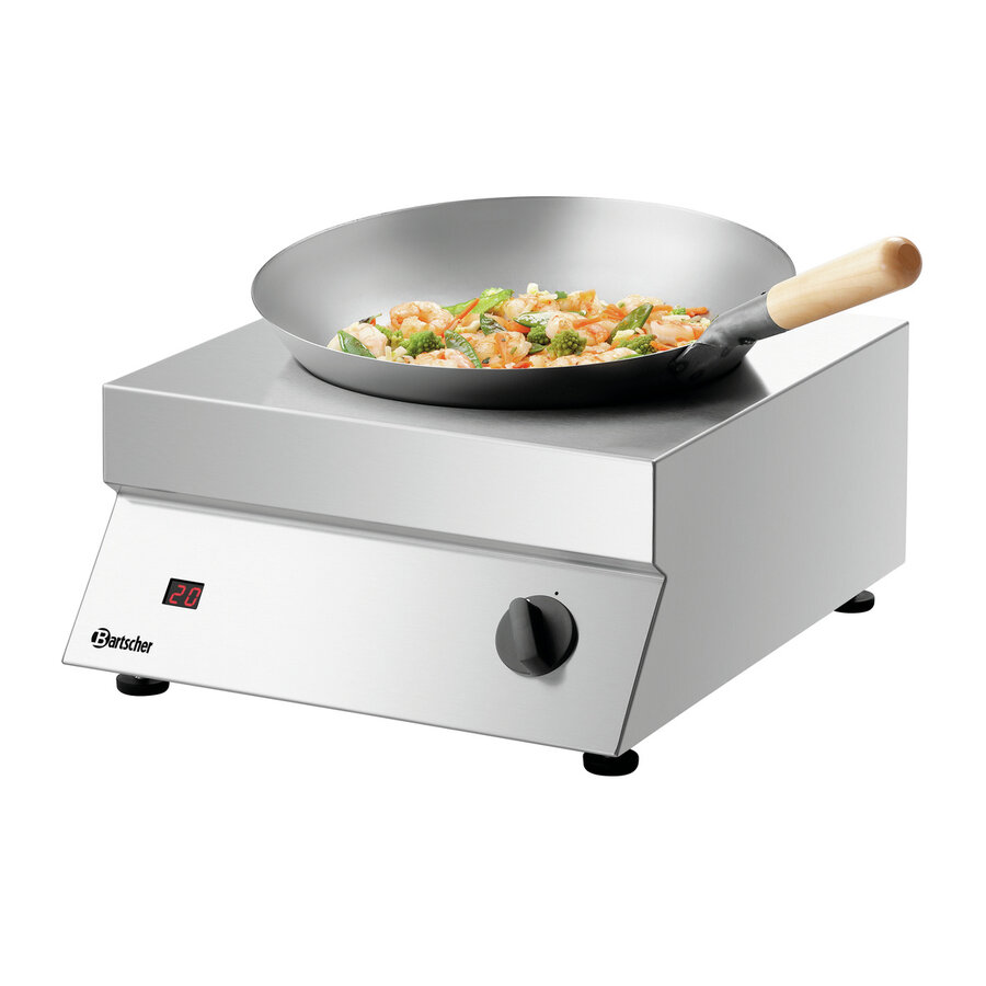 Commercial Induction Wok | Ceramic Glass Cooking Surface | Stainless Steel Housing | Ø 293mm | 455x400x180mm