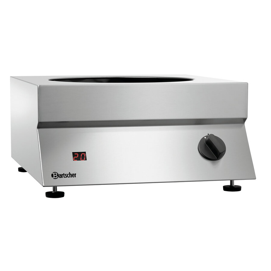 Wok à induction professionnel | Surface de cuisson en vitrocéramique | Boîtier en acier inoxydable | Ø 293 mm | 455 x 400 x 180 mm