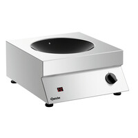 Wok à induction professionnel | Surface de cuisson en vitrocéramique | Boîtier en acier inoxydable | Ø 293 mm | 455 x 400 x 180 mm