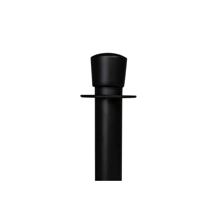 Absperrpfosten für Seile | ovaler Kopf, schwarz, Höhe 100 cm, Sockel Ø 32 cm, Pfosten Ø 5,1 cm
