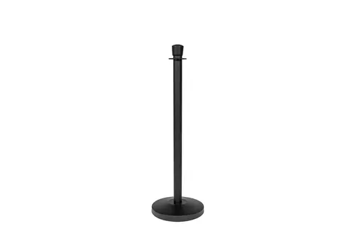  Horeca Traders Absperrpfosten für Seile | ovaler Kopf, schwarz, Höhe 100 cm, Sockel Ø 32 cm, Pfosten Ø 5,1 cm 