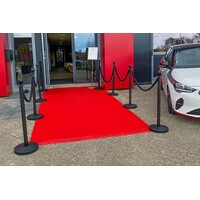 Barrier Post for Cord | Round Ball Black – Height 100 cm, Base Ø32 cm, Stem Ø5.1 cm