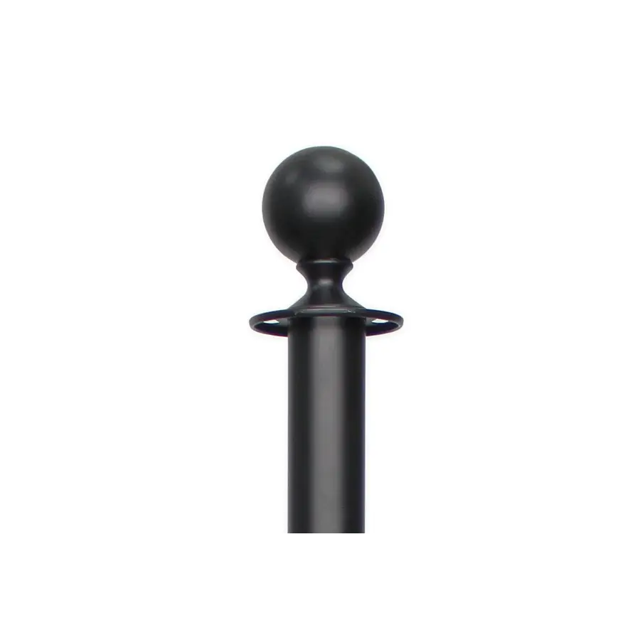 Poteau barrière pour corde | Boule ronde noire – Hauteur 100 cm, diamètre de la base 32 cm, diamètre de la tige 5,1 cm
